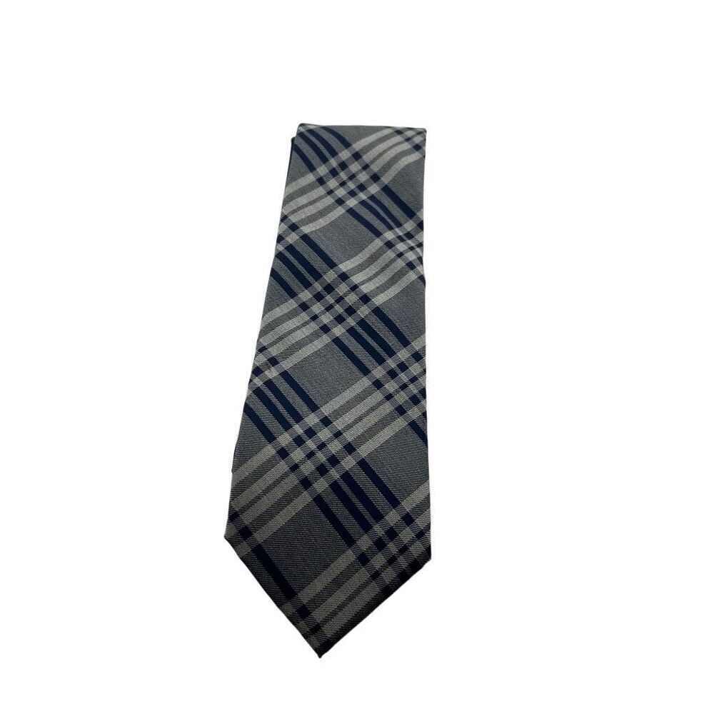 Tommy Hilfiger Silk Navy Blue and Grey Necktie Tie